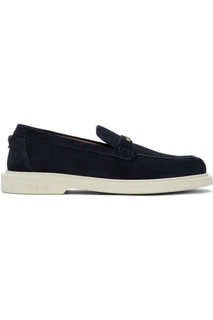 VERSACE Navy Giuliano Suede Loafers