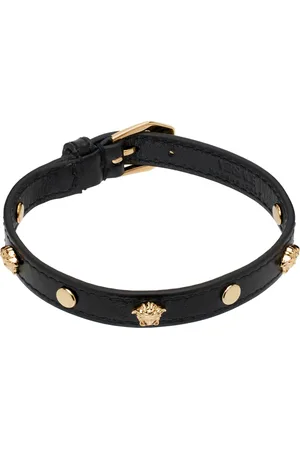 VERSACE Black Medusa Leather Bracelet