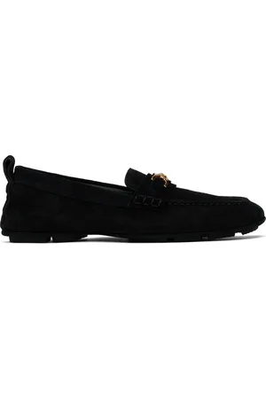 VERSACE Black Villa Suede Driver Loafers