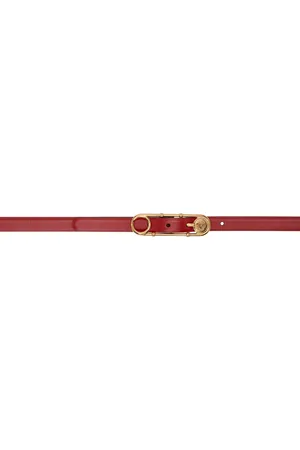 VERSACE Red Safety Pin Leather Belt