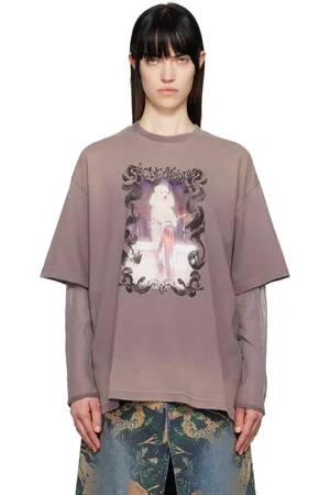 Acne Studios Purple Layered Print T-shirt