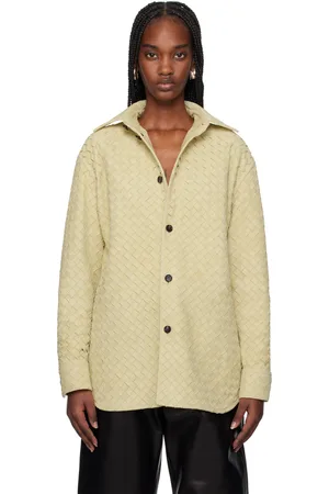 Bottega Veneta Beige Intrecciato Relaxed Leather Shirt
