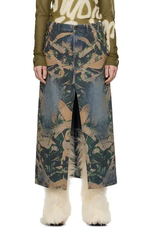 Acne Studios Blue Graphic Denim Maxi Skirt
