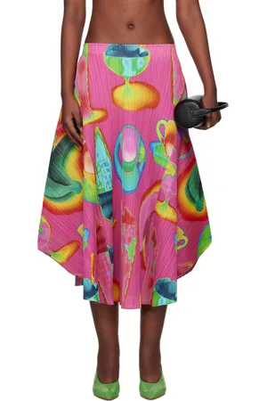 PLEATS PLEASE ISSEY MIYAKE Pink & Green Thermal Foods Midi Skirt