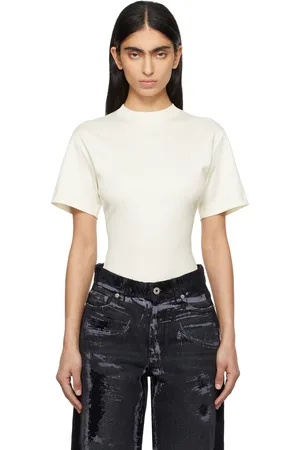 MUGLER White Corset Open Back Jersey Bodysuit