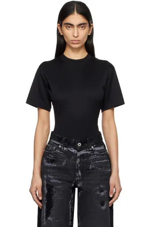 MUGLER Black Corset Open Back Jersey Bodysuit