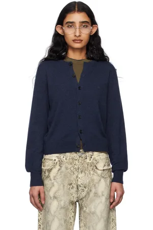 Acne Studios Navy Yak Wool Fitted Cardigan