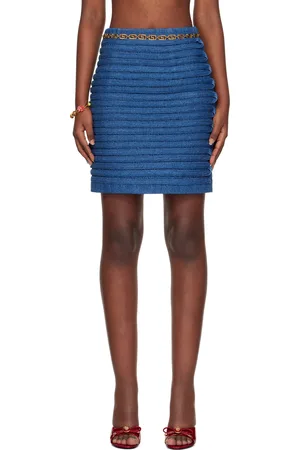 VERSACE Blue Fitted Denim Miniskirt