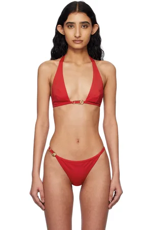 VERSACE Red Safety Pin Bikini Top