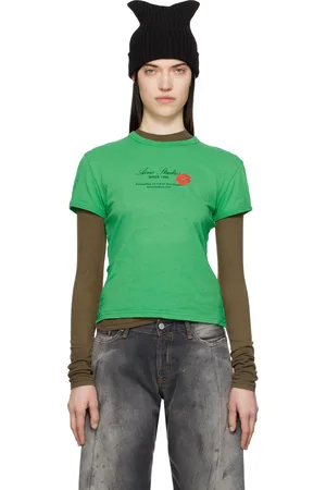 Acne Studios Green Printed-Logo T-shirt