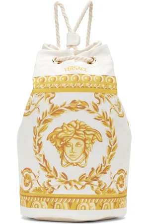 VERSACE Kids White & Gold Canvas Sling Bag