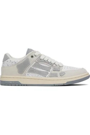AMIRI Gray & White Crystal Suede Skel Top Low Sneakers