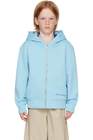 Burberry Kids Blue Cotton Zip Hoodie