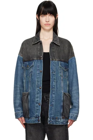 R13 Blue & Black Lacey Trucker Denim Jacket