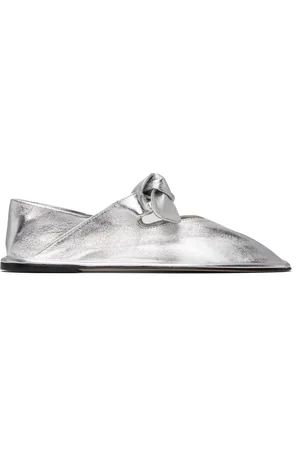 Hereu Silver Llasada Metallic Ballerina Flats