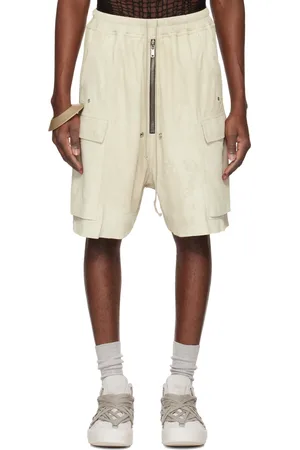 Rick Owens Off-White Hollywood Cargobela Leather Cargo Shorts