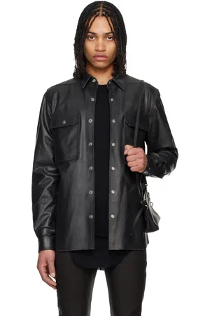 Rick Owens Black Hollywood Outershirt Leather Shirt