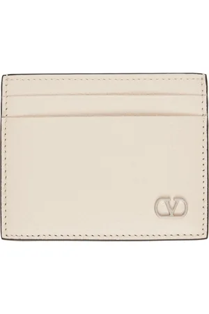 VALENTINO GARAVANI Off-White VLogo Signature Grainy Calfskin Card Holder