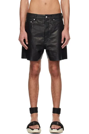 Rick Owens Black Hollywood Geth Leather Shorts