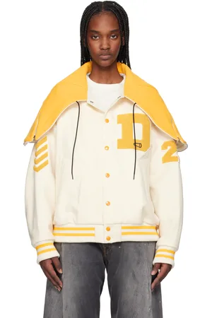 DOUBLET Off-White Petal Mouth Hood Varsity Bomber Jacket