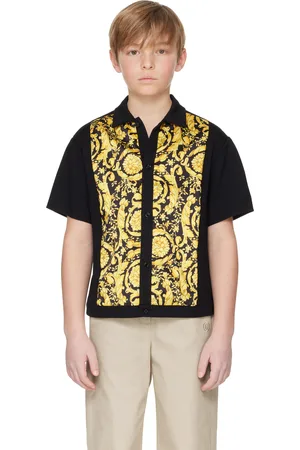 VERSACE Kids Black Barocco Paneled Shirt