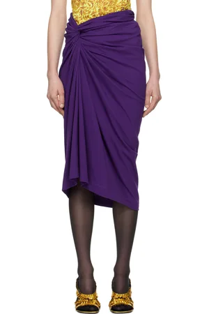 DRIES VAN NOTEN Purple Knotted Jersey Midi Skirt