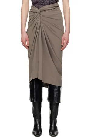 DRIES VAN NOTEN Taupe Knotted Jersey Midi Skirt