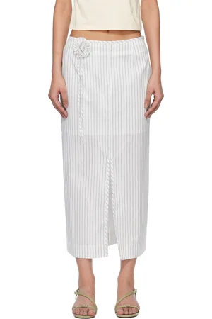 Kijun White Stripe Corsage Maxi Skirt