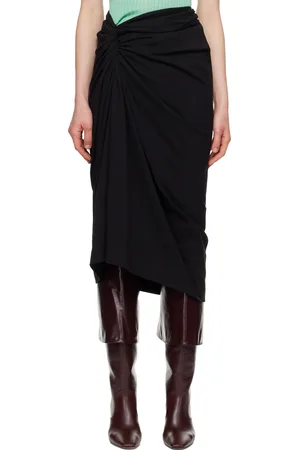 DRIES VAN NOTEN Black Knotted Jersey Midi Skirt