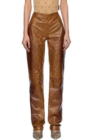 Marine Serre Brown Moon Airbrushed Leather Pants