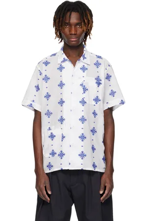 ENGINEERED GARMENTS White & Blue Camp Shirt