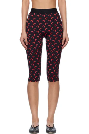 Marine Serre SSENSE Exclusive Black Recycled Moon Jersey Capri Leggings