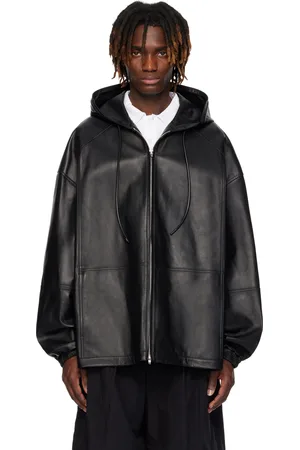 JUUN.J Hood Zip-Up Leather Jacket
