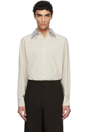 Recto Beige Contrast Double Collar Shirt