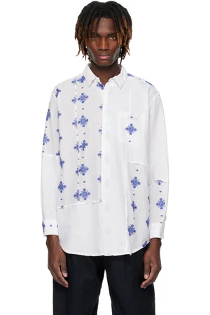ENGINEERED GARMENTS White & Blue Short Collar Shirt