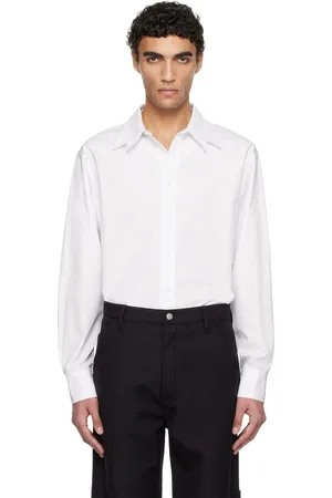 Recto White Double Collar Stripe Shirt