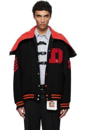 DOUBLET & Red Petal Mouth Hood Varsity Bomber Jacket