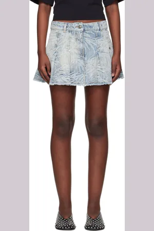 Palm Angels Blue Palms Jacquard Denim Miniskirt