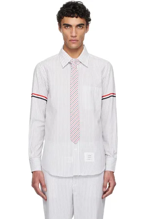 Thom Browne White & Gray Madras Cotton Armband Shirt