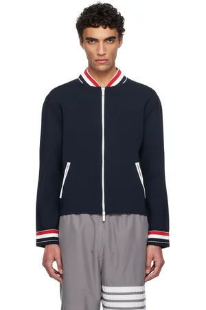 Thom Browne Navy Stretch Viscose Tennis Jacket