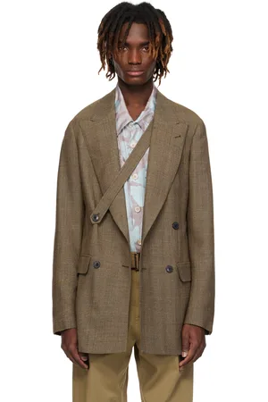 DRIES VAN NOTEN Brown Check Blazer