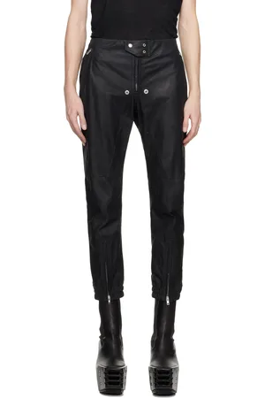 Rick Owens Black Hollywood Luxor Jogger Leather Pants
