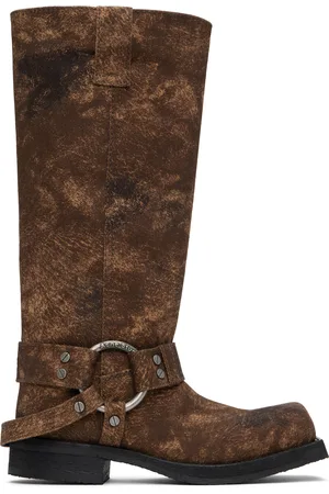 Acne Studios Brown Buckle Denim Tall Boots