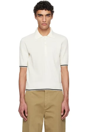 Thom Browne Off-White Half & Half Cotton 4-Bar Relaxed Fit Polo