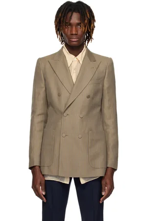 DRIES VAN NOTEN Tan Striped Blazer