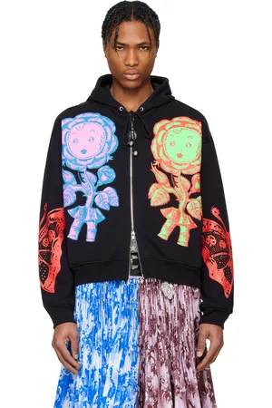 Chopova Lowena Black Double Rose Bud Zip Hoodie
