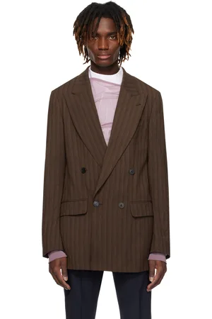 DRIES VAN NOTEN Brown Double-Breasted Blazer