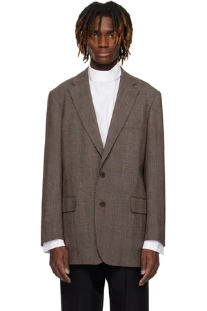 DRIES VAN NOTEN Brown Check Blazer