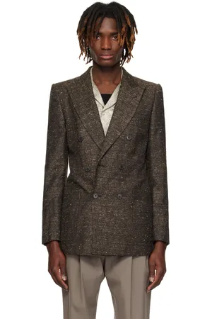DRIES VAN NOTEN Brown Peaked Lapel Blazer