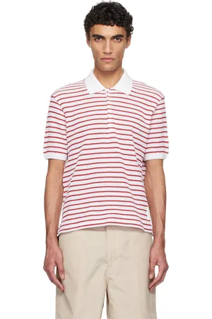Thom Browne White & Red Short Sleeve Polo